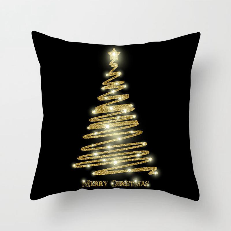New Year Christmas Snowflake Elk Print Cushion Cover Home Living Room Sofa Decoration Square Polyester Pillow Cover