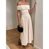 European and American Pure Desire Sexy One-word Shoulder Off the Shoulder Simple Fashion Elegant Waist Thin Dress Women