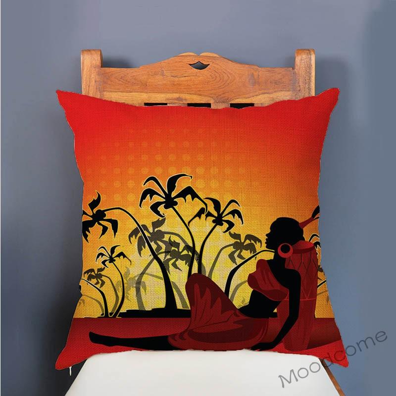 Africa Sunset Breathtaking View Scenery Art Gallery Decorative Throw Pillow Case African Animal Giraffe Elephant Cushion Cover