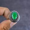 Emerald(Simulated) Gemstone Handmade 925 Sterling Silver Jewelry Ring S.8 L0W30