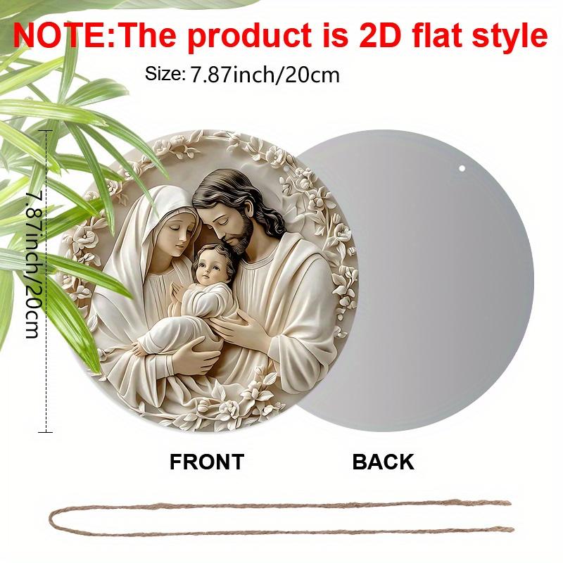 2D Flat Aluminium Nativity Christmas Sign - Holy Night Figurine Ornaments - Aluminium Manger Sign - Ideal for Front Door, Wall, Porch, Window Decor