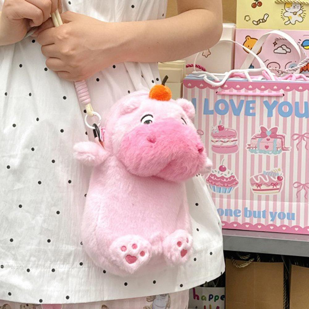 Persimmon Capybara Plush Crossbody Bag Phone Pouch Cartoon Plush Shoulder Bag  School