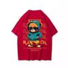 Bear Printed Cotton T-shirt Men's and Women's Round Neck Loose Breathable Comfortable Casual T-shirt Large Size Clothing