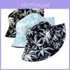 Tropical Leaf Print Fisherman Hat Soft 100% Polyester Uv Protection Adjustable For Beach Activities