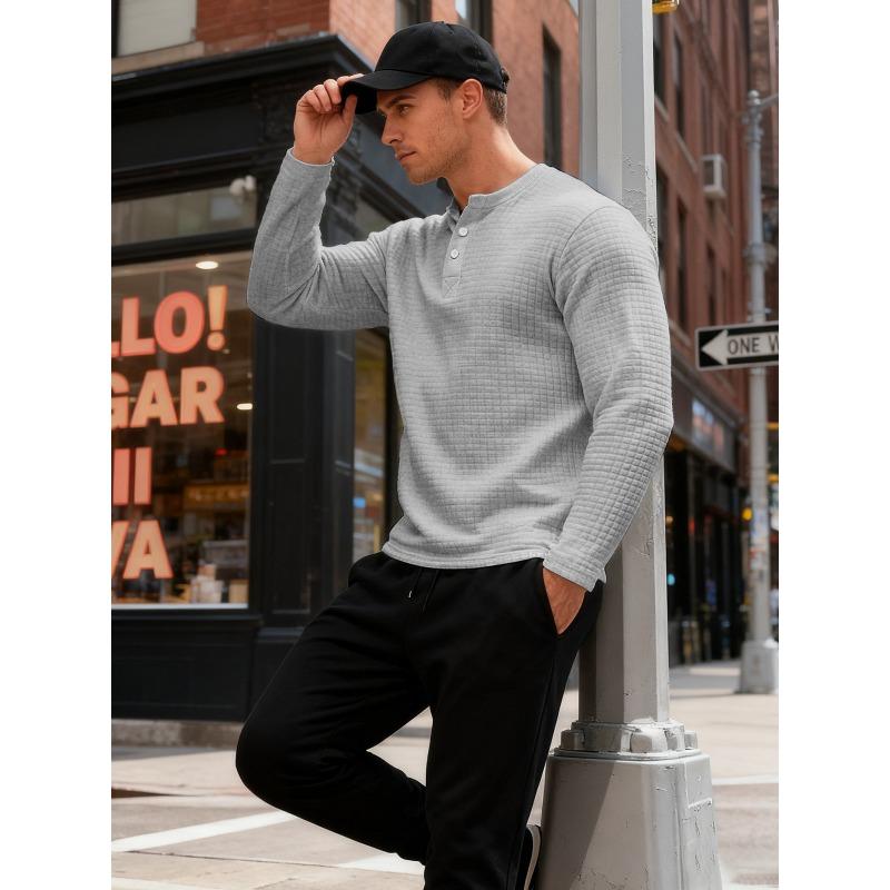 American Style Mens Long Sleeve Hoodless Jacquard Slim Fit Vintage Sweatshirt