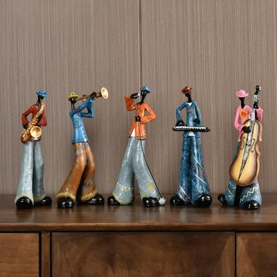 YuryFvna Modern Abstract Resin Music Band Figurine Musician Sculpture Musical Instrument Statue Home Office Living Room Decor