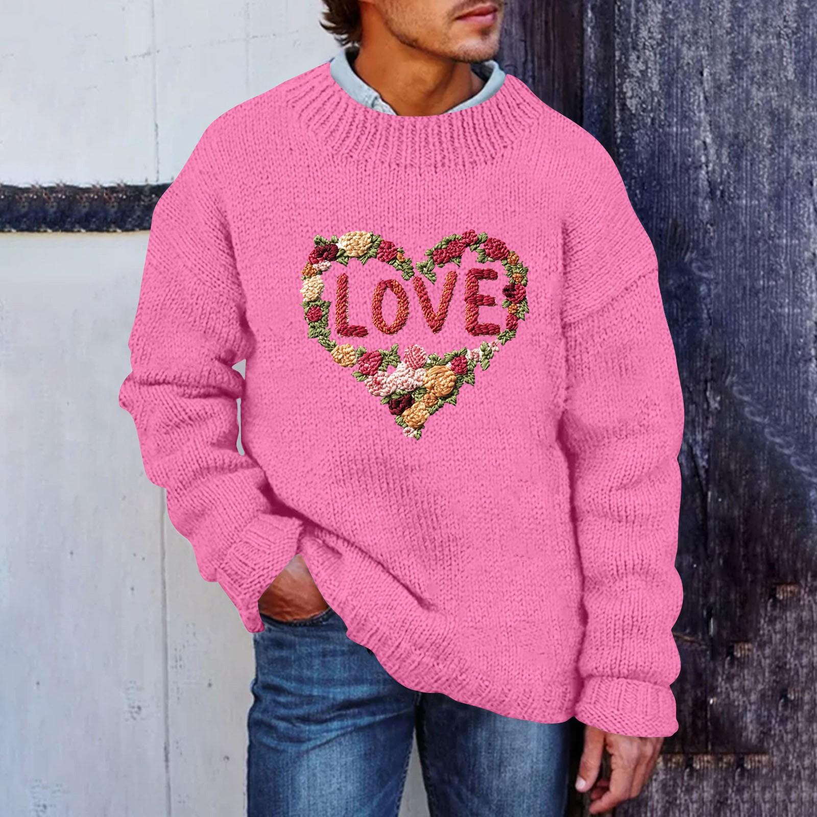 

Чоловічий штучний светр з принтом, світшот із круглим вирізом, вільний топ з довгими рукавами XXXXXL рожевий