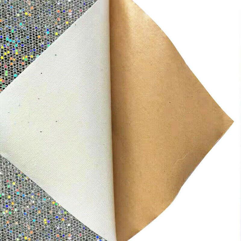Selbstklebendes Diamant-Glitzer-PU-Kunstleder-Vinyl-Funkelndes Stoffmaterial Bastel-Schleifen-Dekor Handgemachtes DIY