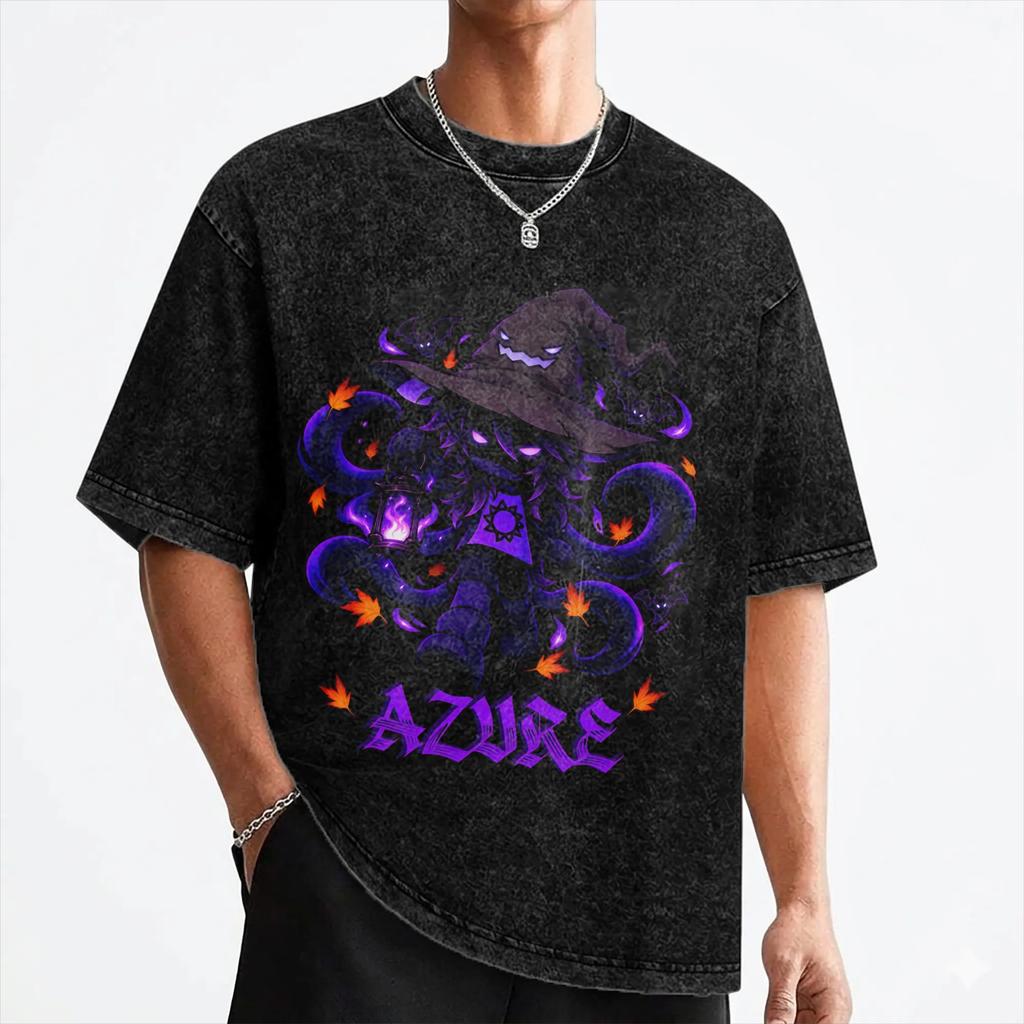 Game Forsakens Azure T Shirts Washed Short Sleeve Street T-Shirts Vintage Men Women Streetwear Printed Tees