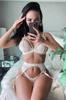 Lace Gartered Bra Panty Set Underwear White
