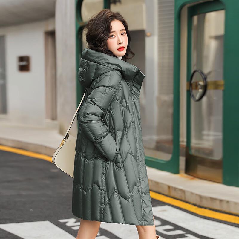 FengXun Women's Mid-Length Casual Hooded Padded Coat