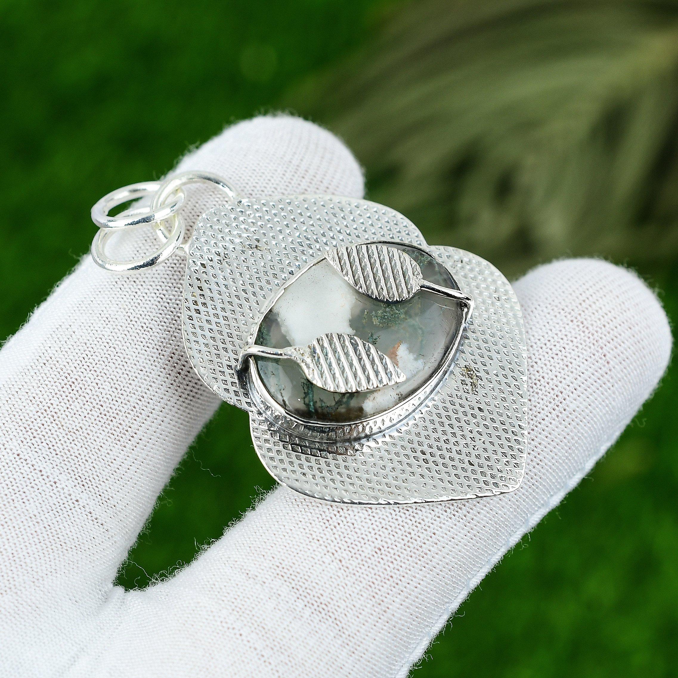 

Натуральный Солнечный Моховой Агат Драгоценный Камень Ювелирные Изделия 925 Стерлинговое Серебро Подвеска Для Девочек