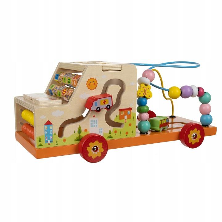 Sorter Auto Drewniane Klocki Samochód 7W1 Edukacyjna Montessori Dla Dzieci