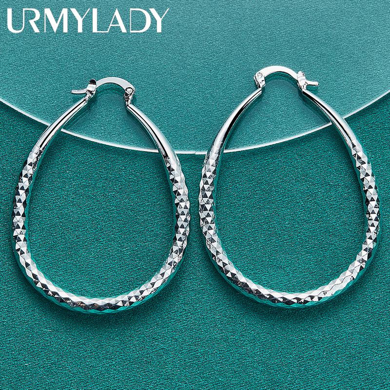 925 Sterling Silver Diamond Texture Earrings For Women Charm Jewelry