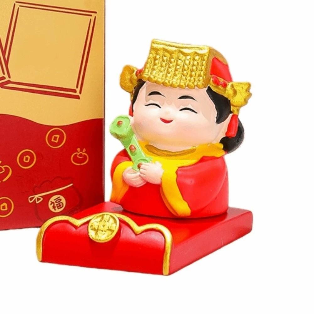 Festival Decorative Statue Chinese Wealth God Ornament Resin Mobile Phone Stand  New Year Gift