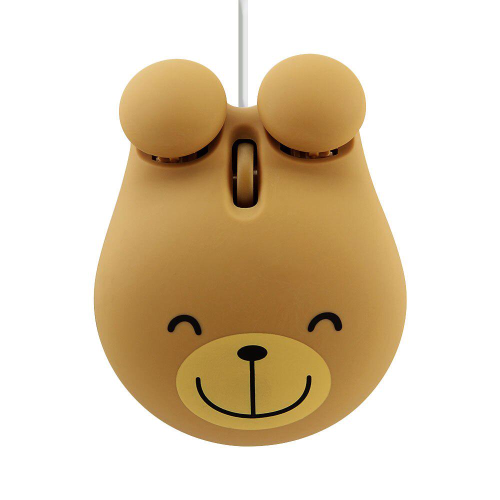 Mini Ratón Alámbrico Lindo Dibujo Animado Rana Tigre Diseño Oso Marrón Computadora 3D Ratón para Niños 1600 DPI USB
