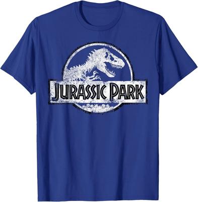 Jurassic Park White Distressed Circle Logo Graphic T-Shirt T-Shirt