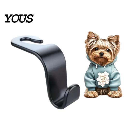 Cute Cat Dog Car Decor Seat Hook, Cartoon Cat/Dog Pattern Decor, Durable Load Bearing Acrylic Storage Accessories Headrest Hanger,