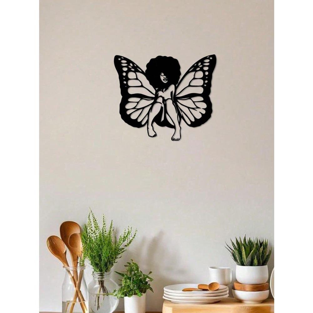 African Woman Butterfly Metal Wall Art Elegant Living Room Bedroom Wall Decor Gift