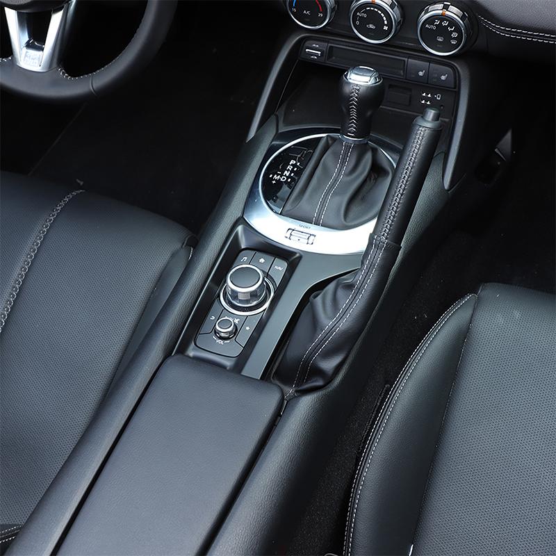 ABS Carbon Fiber/Red For Mazda MX-5 ND 2016- Car Handbrake Panel Frame Central Media Button Cover Sticker Accessories