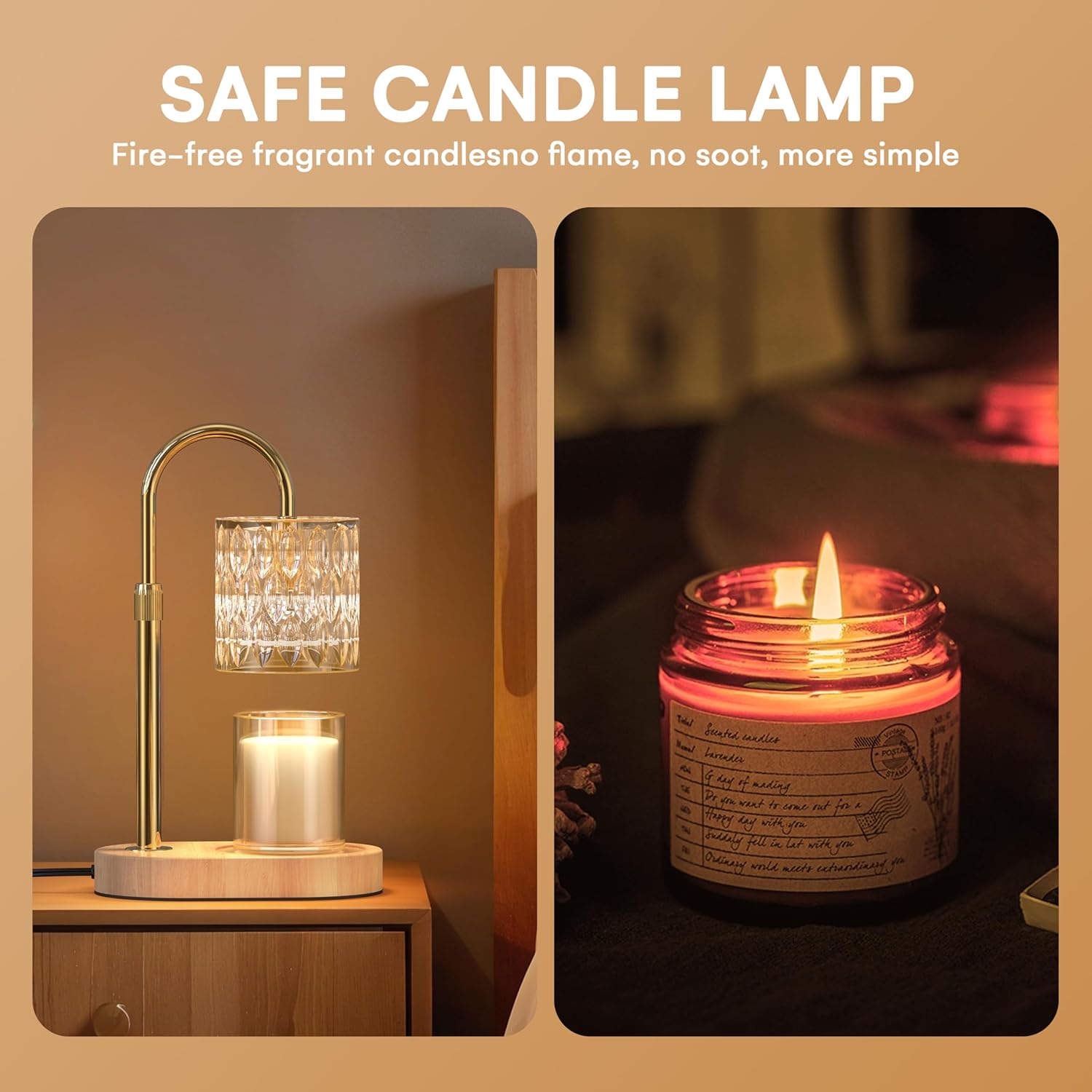 Лампа-нагреватель для свечей с таймером и регулируемой высотой, Винтажный декор для дома и спальни, Подарки для мам и на новоселье, Электрический нагреватель для воска