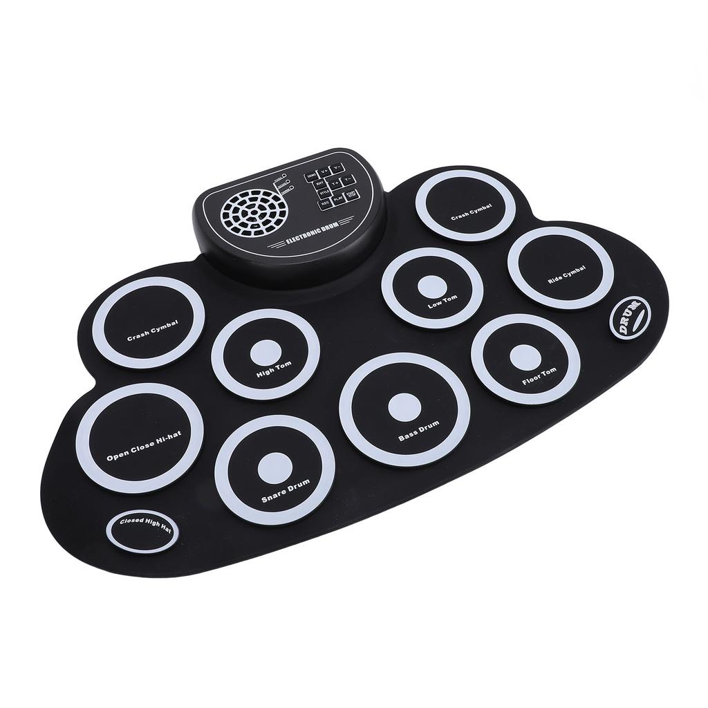 9 Pads Electronic Drum Set Rechargeable Built in Speaker Portable Foldable Electronic Practice Drum with Headphone Jack