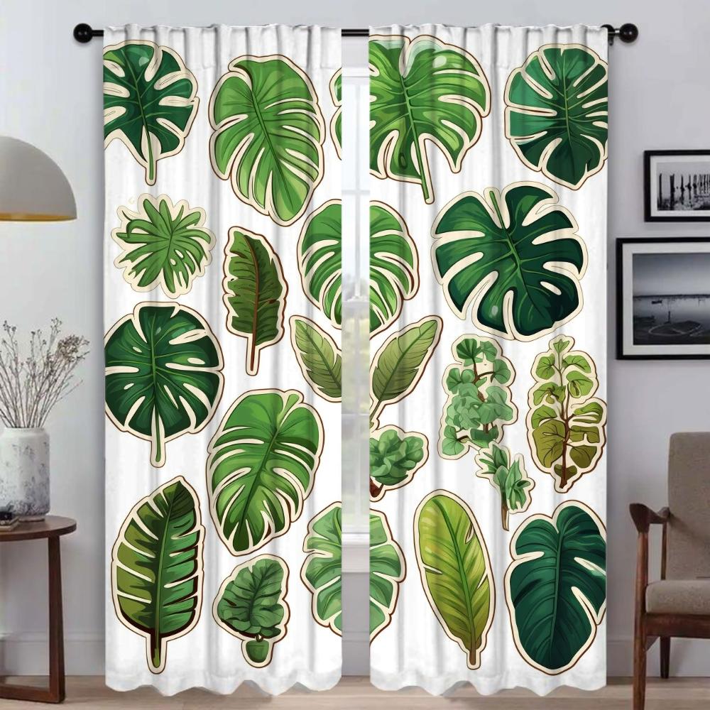 Green Plant Turtle Back Bamboo Window Curtain for Room 2 Panel Curtains for Bedroom Halloween Decoration Partition Shades Living