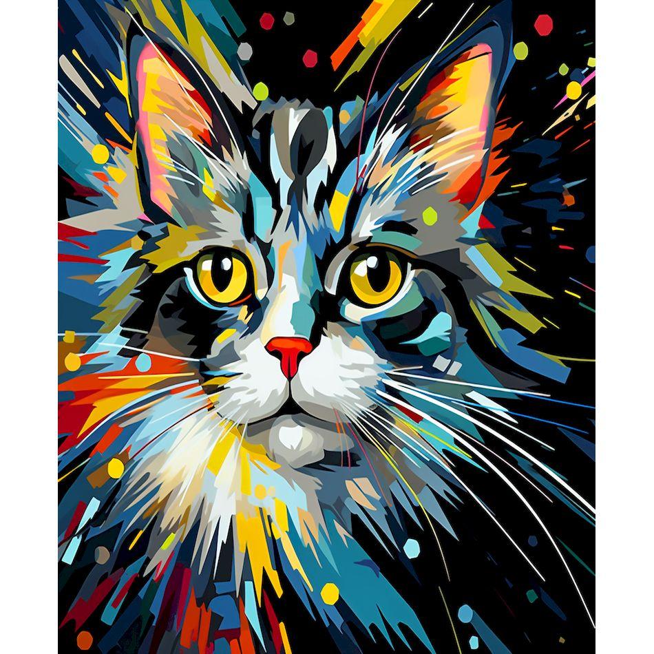CHENISTORY Paint By Numbers Colorful Cat Animal Acrylic Drawing Canvas Wall Art Oil Painting By Numbers DIY Home Decoration