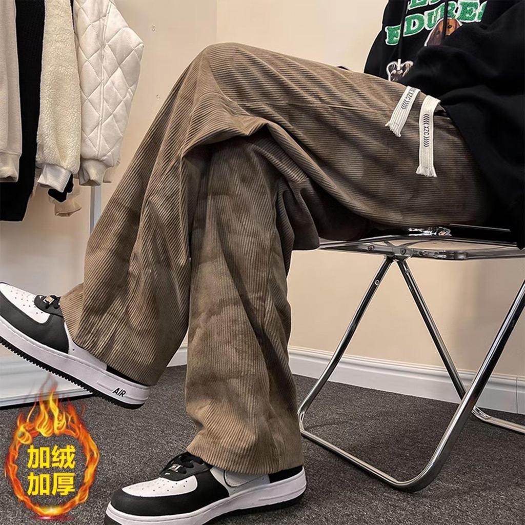Corduroy Heavy Pants Autumn and Winter American High Street Oversize Straight Wide-leg Pants Men's High-end Casual Pants