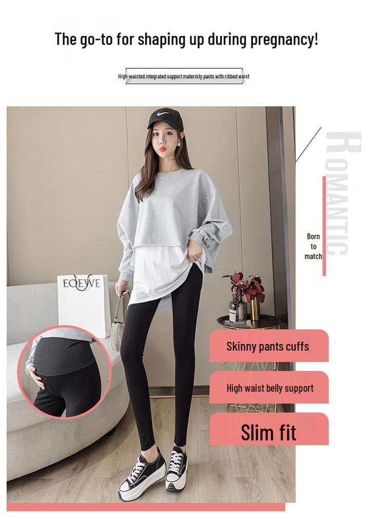 Maternity Spring & Autumn Thin Yoga Pants: Trendy Nine-Point Tights for Fashionable Moms
