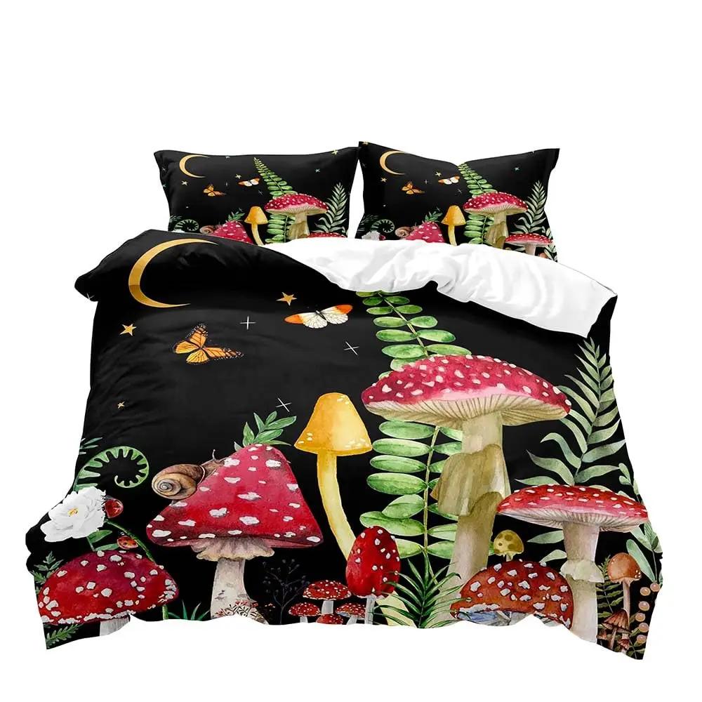 Comforter 3 Pcs Mushroom Bedding Set Butterfly Queen Boys Girls Kids Bedding Star Galaxy Botanical Boho Aesthetic Ultra Soft