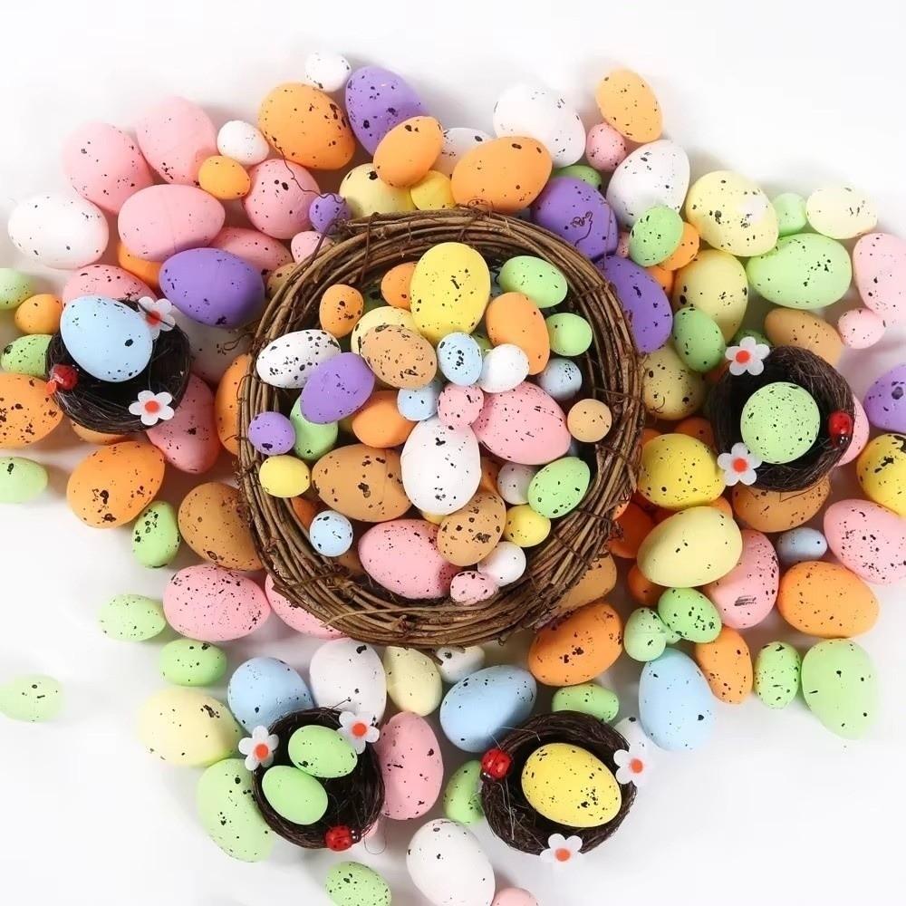 50/100Pcs Colorful Fake Foam Eggs Painted Painted Bird Eggs New Foam Easter Eggs  Photography Prop