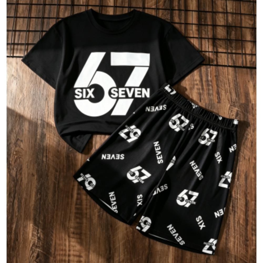 

Men s Set Six Seven 67 Printed Men s T-shirt and Shorts 2 Piece Set Summer Casual Outdoor Street Men s and Women s T-shirt Sets XXS
