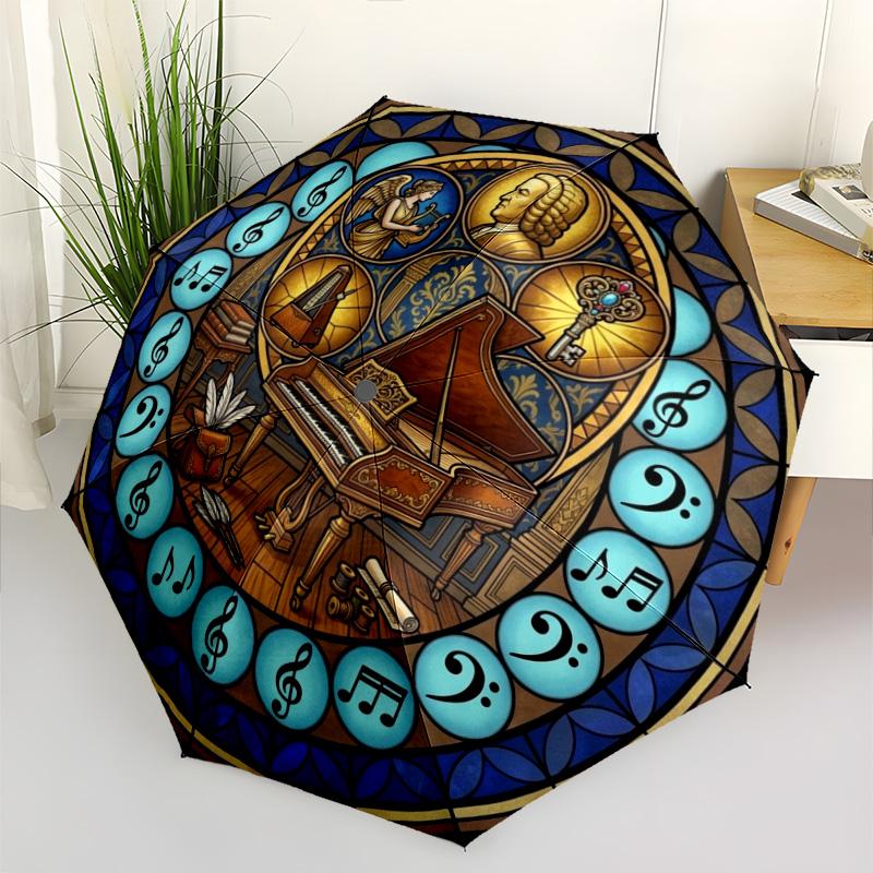 Musicians Legacy Pattern Umbrella, Portable and Foldable Design, 8 Ribs, a Casual Accessory for Halloween, Christmas, and Birthday Gifts.