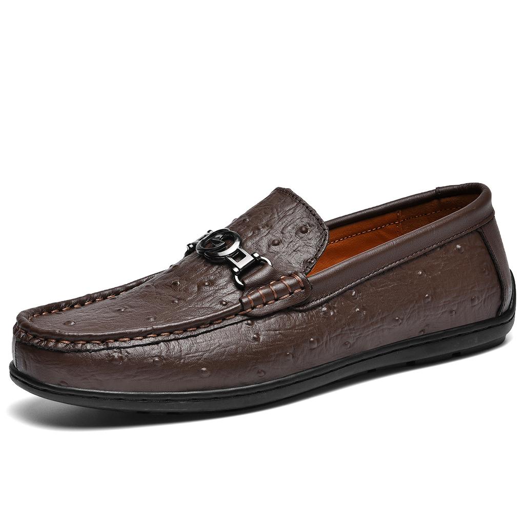 First Layer Cowhide Loafers Driving Shoes British Genuine Leather Casual Men's Leather Shoes