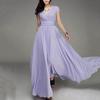 Plus Size Solid Color Women Party Suknia V Neck Krótki rękaw Slim Fit Maxi Dress