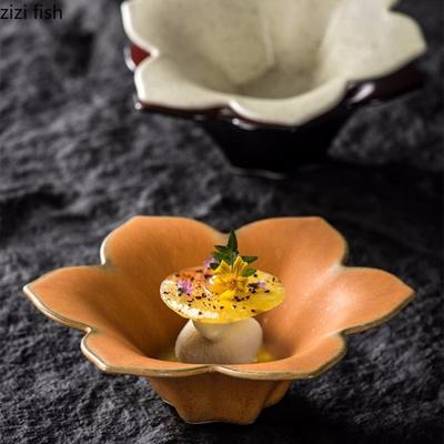Blumenförmige Keramikschale Obstteller Salatschalen Dessertschale Nudelschalen Suppenteller Dim Sum Gericht Snackschale Sashimi-Platten