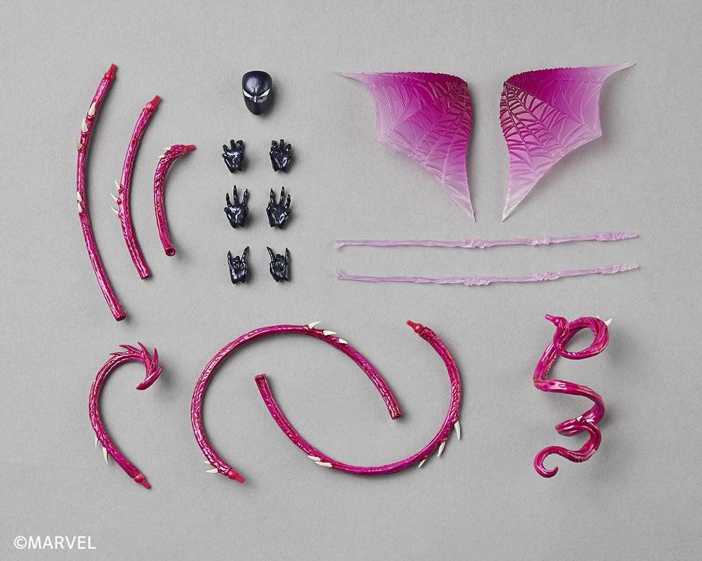 Kaiyodo Revoltech Amazing Yamaguchi Gwenom, approximately 150mm tall, non-scale, painted, PVC, ABS, and POM action figure, NR071