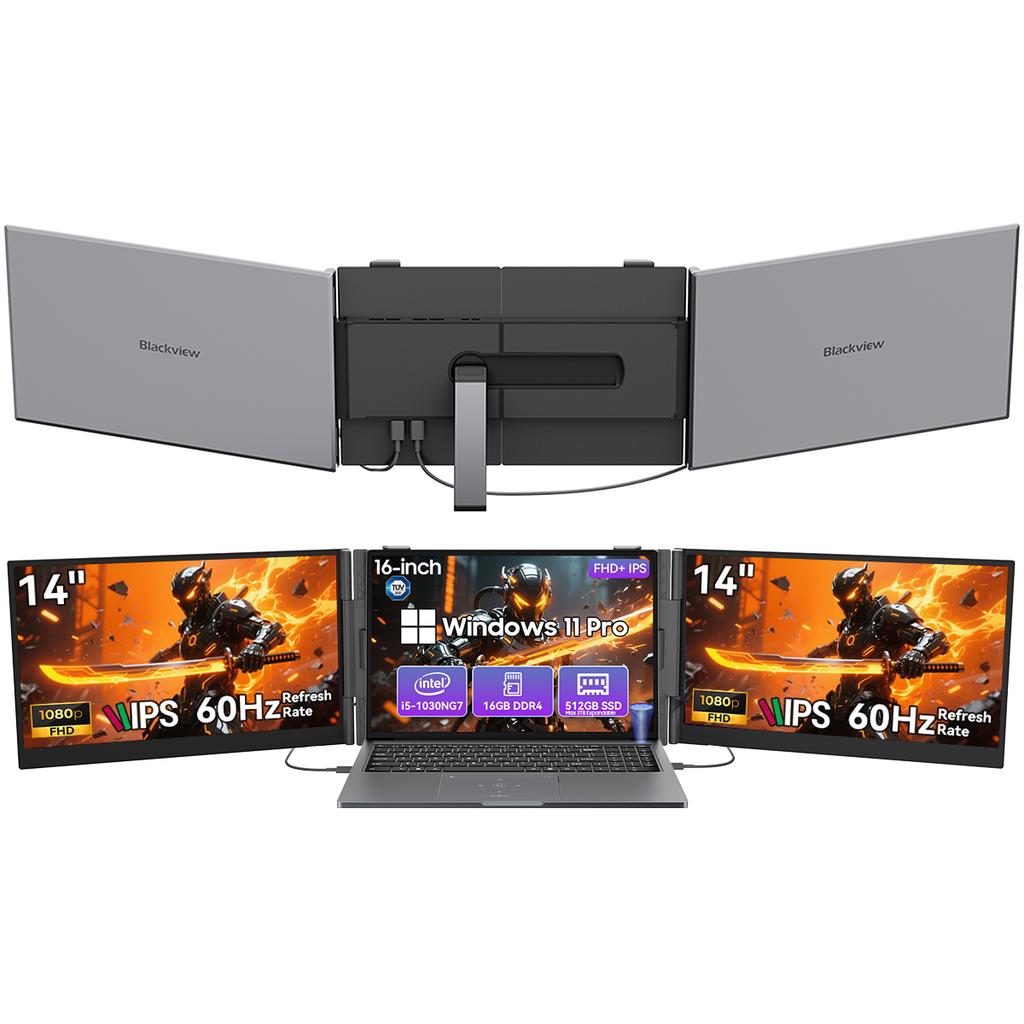 Blackview DCM6 14inch Dual Screen Monitor Laptop Screen Extender USB-C FHD 1080P Tragbarer Monitor IPS 60Hz Externer Monitor