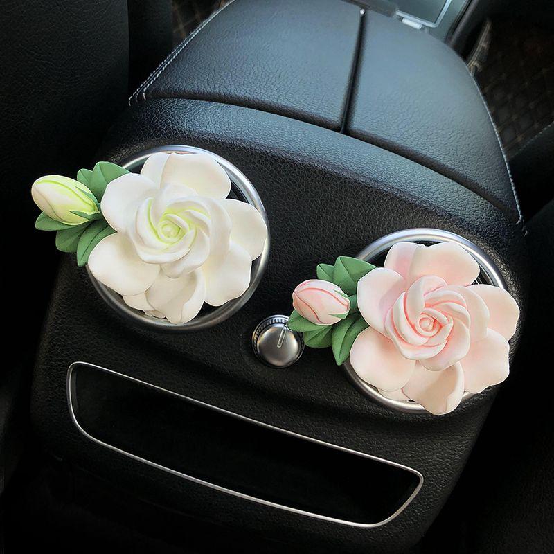 Air Outlet Flower Aromatherapy Car Decoration Gardenia Tulip Rose Peach Blossom Car Perfume Fragrant Stone Pendant