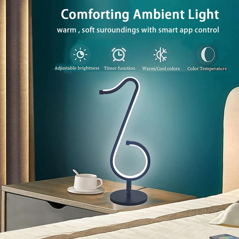 Led Musical Note Light Colorful Rgb Atmosphere Table Lamp Bedside Night Light For Bedroom Office