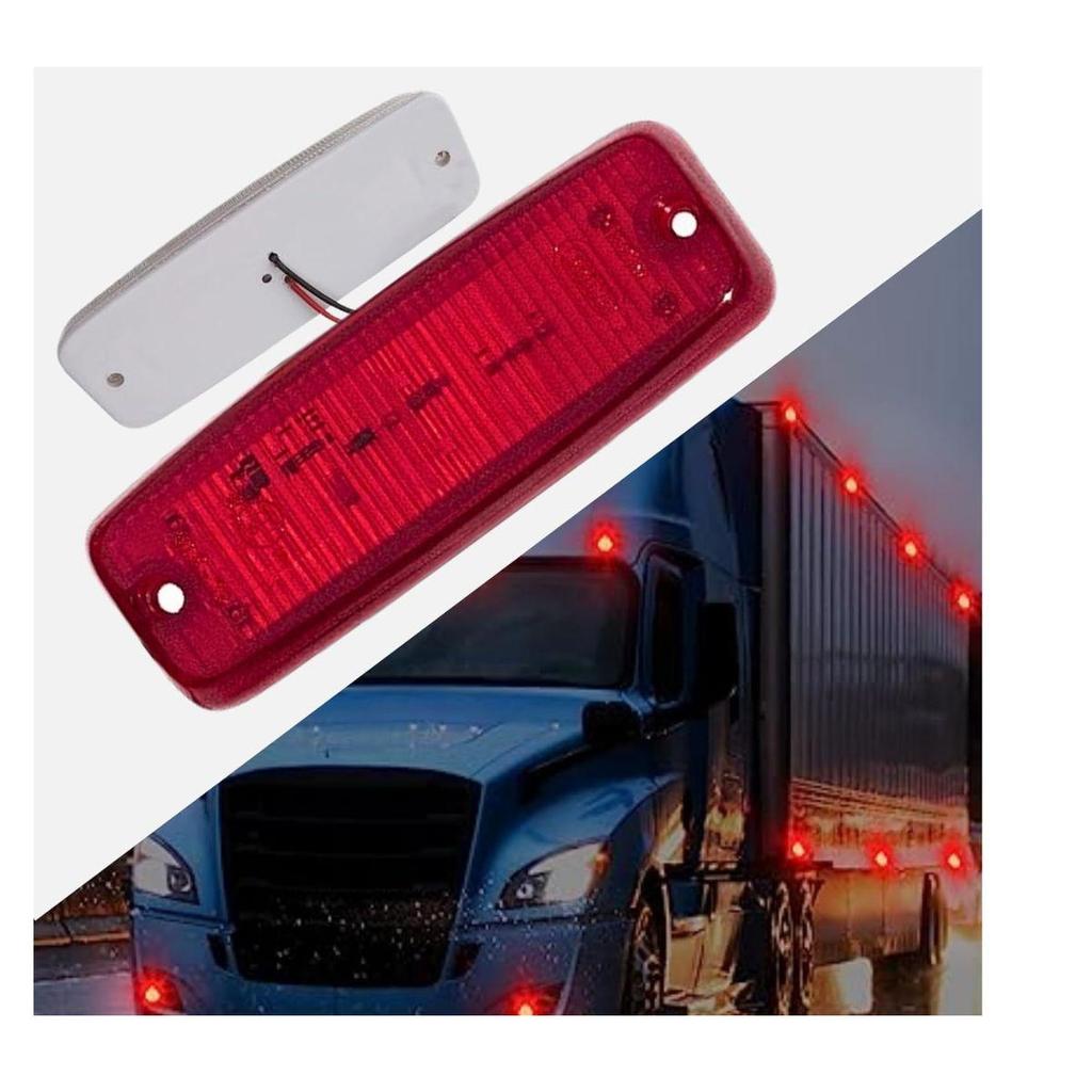 LED Side Marker Light Set 6 LEDs 12V Teardrop Marker Lamps (Red) | Universal for Trucks, Trailers, Lorries, Buses & Commercial Vehicles (Set of 2)