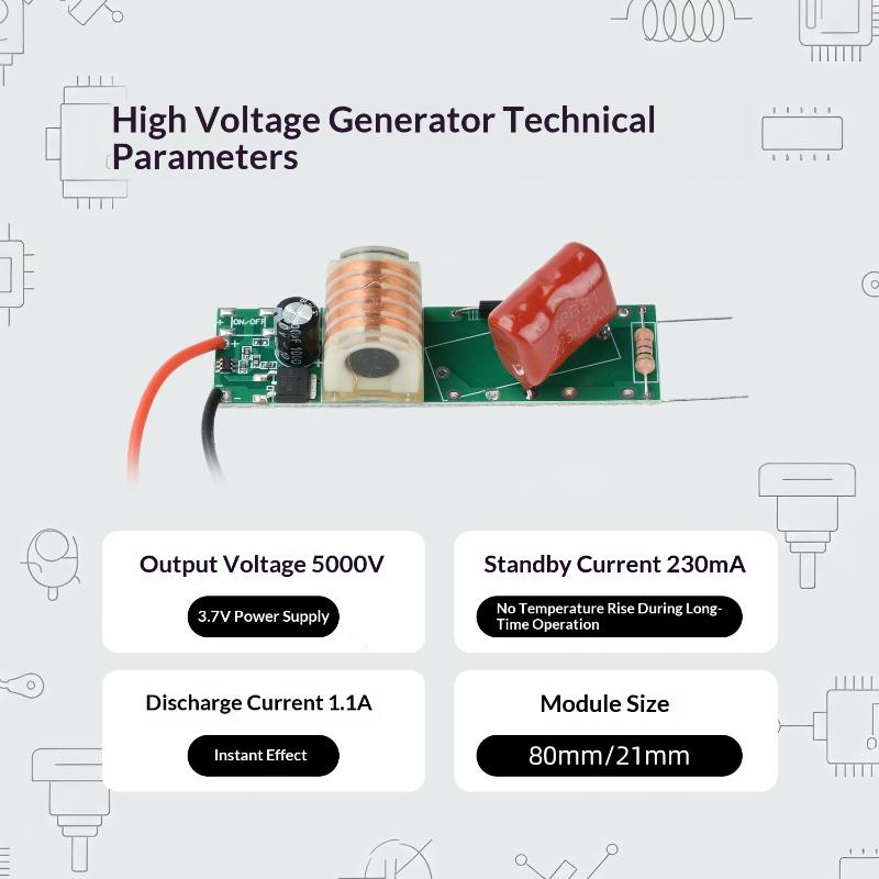 Dc 3.7V High Voltage Boost Coil Module 2800V‑3000V Arc Pulse Generator For Physical Insect Removal Scientific Experiment Agricul