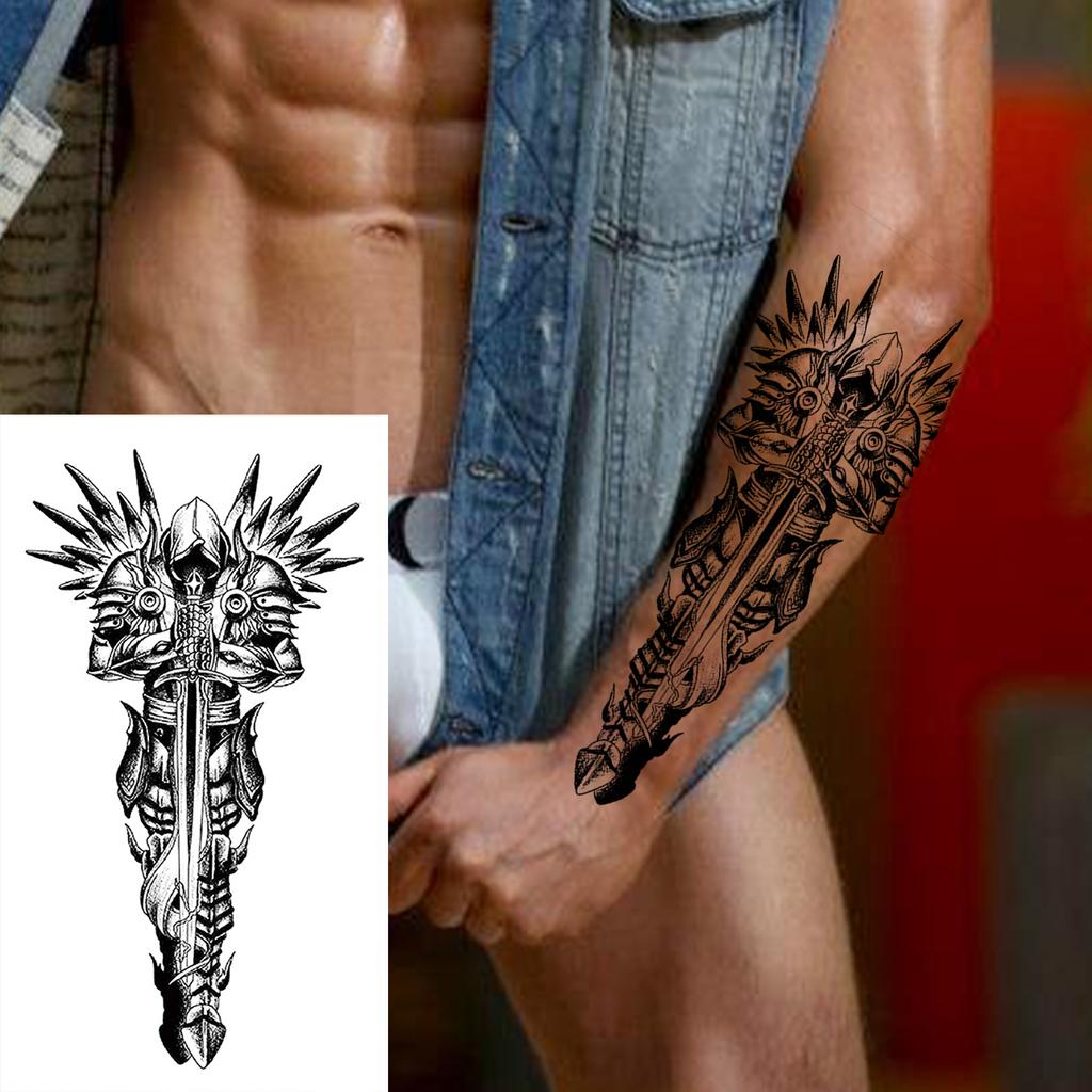 1 Blatt Temporäre Skelett-Tattoos für Damen Herren Fake Death Totenkopf Blume Tattoo Aufkleber Körperkunst Zeichnung Arm Unterarm Taille Rücken