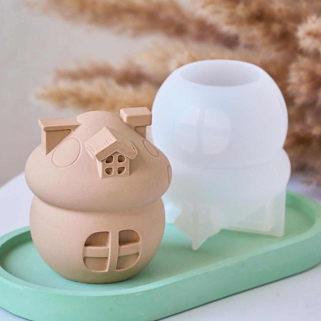 Simulation Mushroom House Silicone Candle Mold DIY Handmade Aromath Soap Plaster Resin Craft Casting Molds Home Decor Art Gifts