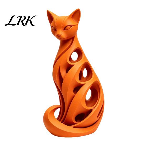 Abstrakte Katzenfigur für Regale 3D-gedruckte Spiralfigur, Hohlskulptur, Modernes Handwerk Geschenk Kollegen Schreibtischregal, Minimalistische Kunst Home Office