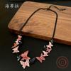 New Irregular Red Butterfly Alloy Necklace, Stylish and Cute Butterfly Ladies Versatile Gun Black Necklace