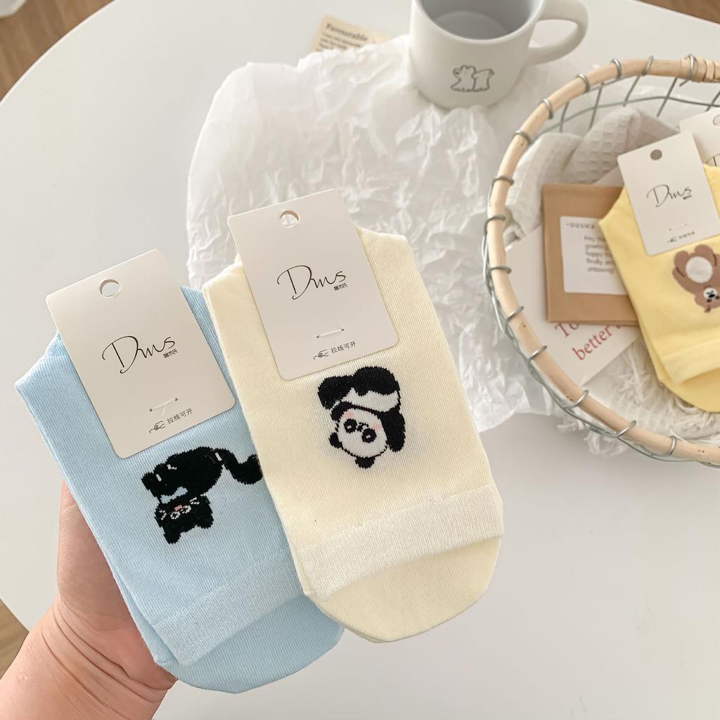 Women's Cartoon Animal Mid-tube Socks Summer Cute Trendy Creative A&B Style Soft Breathable Cotton Students Socks