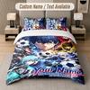 Blue Lock 3Pcs Bedding Set, Personalized Custom Name Text, 1 Duvet Cover & 2 Pillowcases For Bedroom