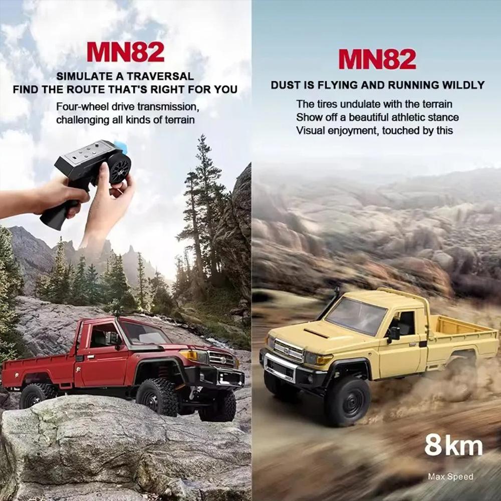 MN82 1:12 Scale Retro 4WD RC Pickup Truck with LED Lights Professional Remote Control Model